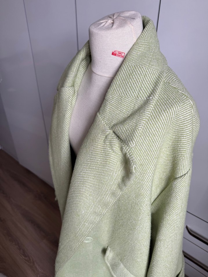 Yeşil Maxi Yün Düğmeli Hamile Kabanı - Görsel 4