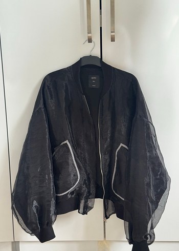 Şeffaf Siyah Geniş Kesim Transparan Ceket - Görsel 3