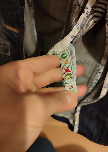 Düğmeli Kadın Kot Ceket, Normal Boy, Koyu mavi - Görsel 3