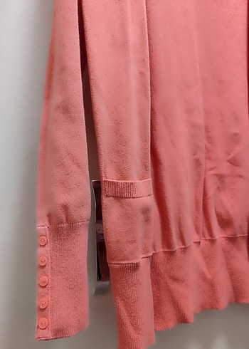 Düğmeli Pembe Kadın Hırka - Görsel 2