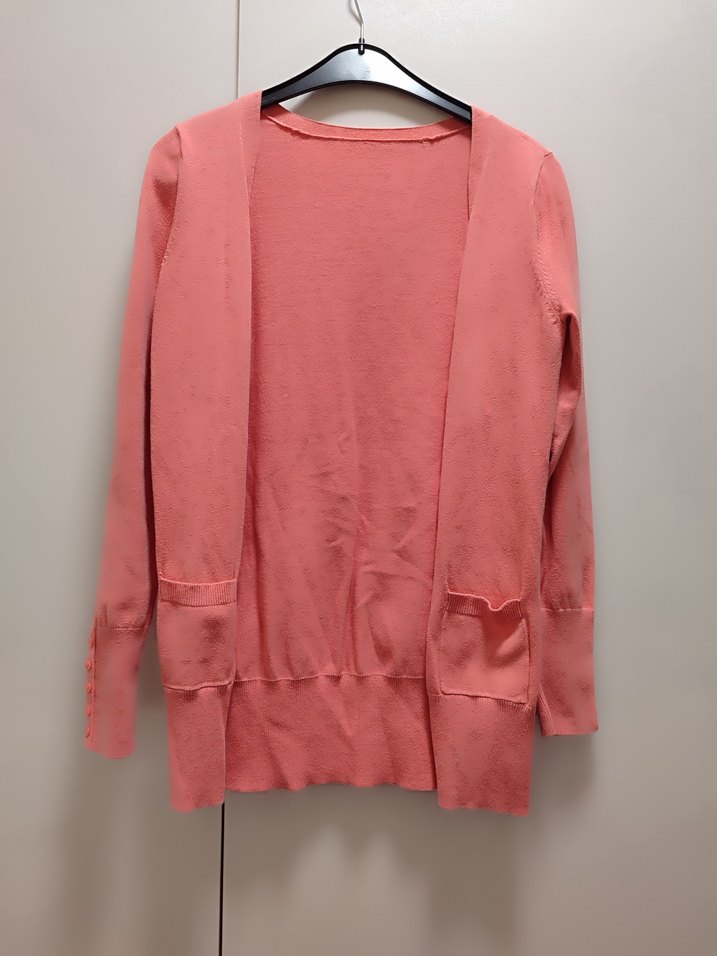 Düğmeli Pembe Kadın Hırka - Görsel 3