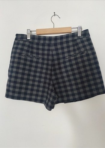 Zara Gri Ekose Pilili Mini Etek