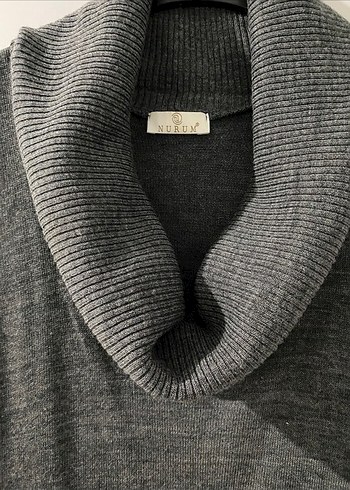 V Yaka Gri Kolsuz Triko Elbise - Görsel 5