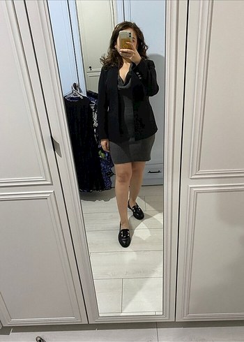 V Yaka Gri Kolsuz Triko Elbise - Görsel 3