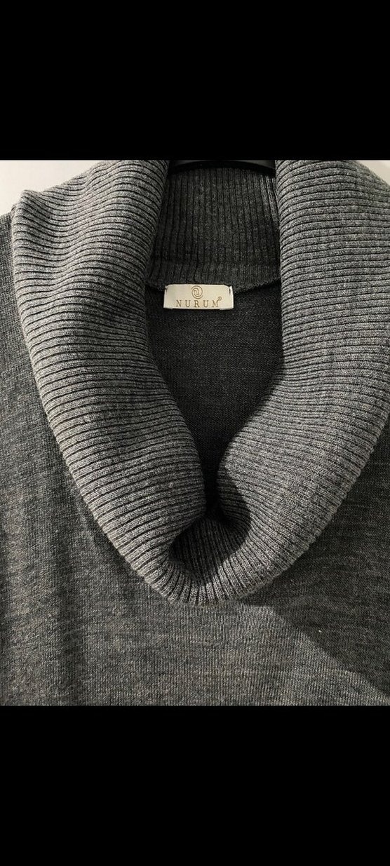 V Yaka Gri Kolsuz Triko Elbise - Görsel 5