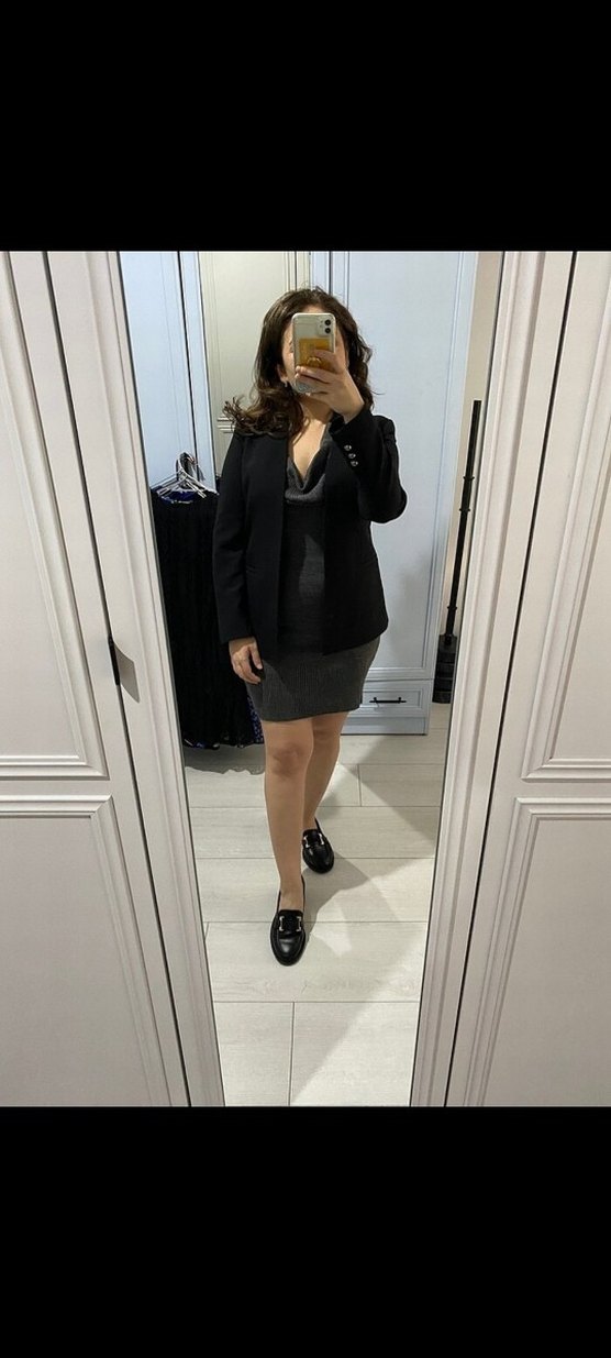 V Yaka Gri Kolsuz Triko Elbise - Görsel 2