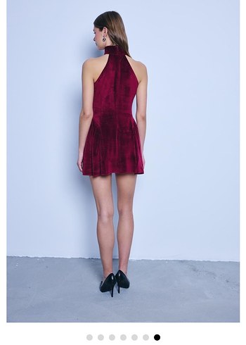 Muun Bordo Kadife Elbise - Görsel 2