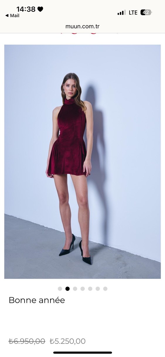 Muun Bordo Kadife Elbise - Görsel 3