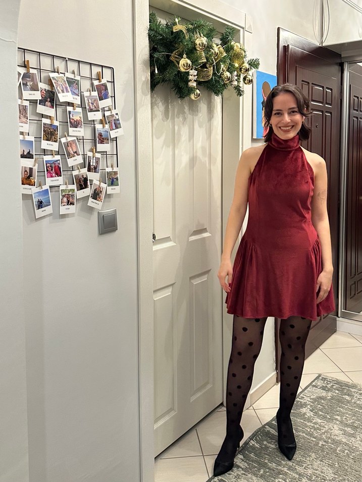 Muun Bordo Kadife Elbise - Görsel 5