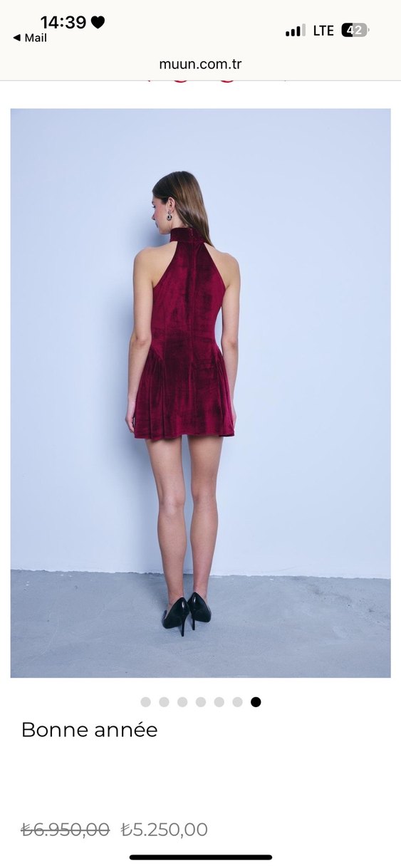 Muun Bordo Kadife Elbise - Görsel 2