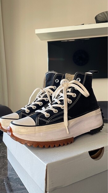 38 Beden siyah Renk converse run star hike