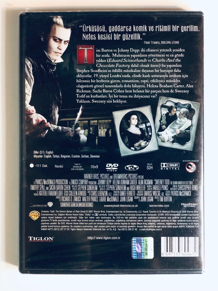Sweeney Todd DVD [SIFIR] - Johnny Depp - Görsel 3