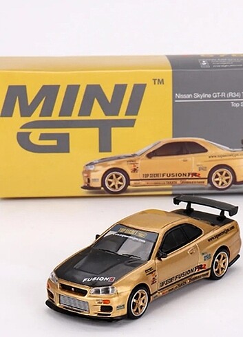 Mini GT Nissan Skyline GT-R (R34) Top Secrets Gold