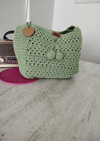 Beden Yeşil Örgü Bohem Kadın Çantası