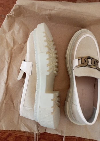 Diğer Bej Süet Kadın Loafer Platform Topuklu