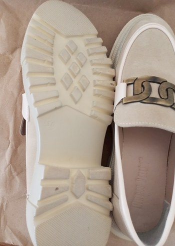 38 Beden Bej Süet Kadın Loafer Platform Topuklu