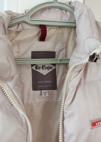 Lee Cooper Bej Fermuarlı Yüksek Yakalı Çocuk Crop Yelek