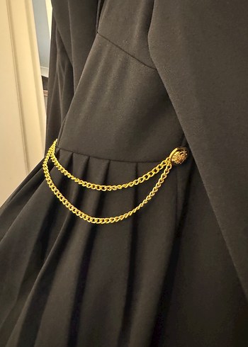 Zincir Detaylı Siyah Uzun Kadın Elbise - Görsel 3