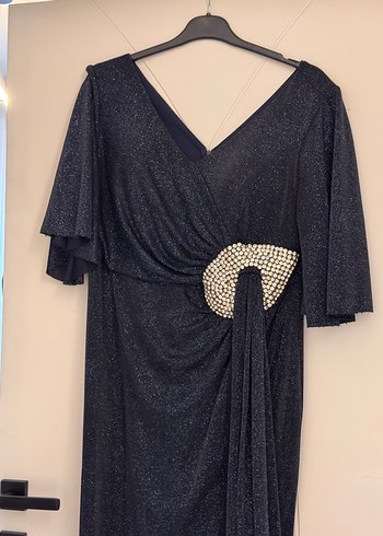 Siyah Drapeli Uzun Abiye Elbise - Görsel 4