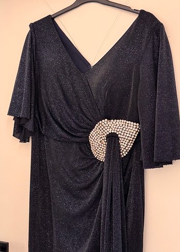 Siyah Drapeli Uzun Abiye Elbise - Görsel 2