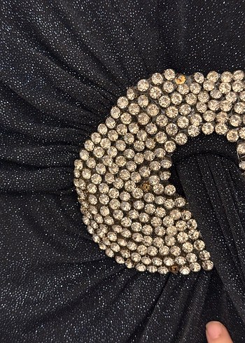 Siyah Drapeli Uzun Abiye Elbise - Görsel 3