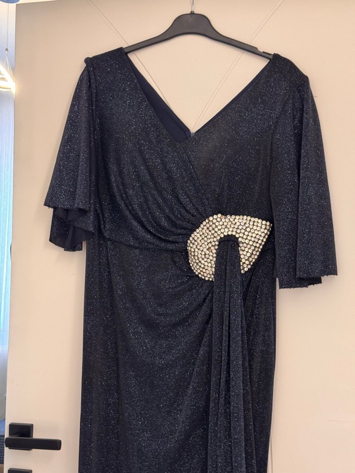 Siyah Drapeli Uzun Abiye Elbise - Görsel 4