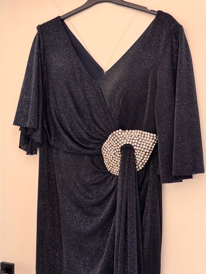 Siyah Drapeli Uzun Abiye Elbise - Görsel 2