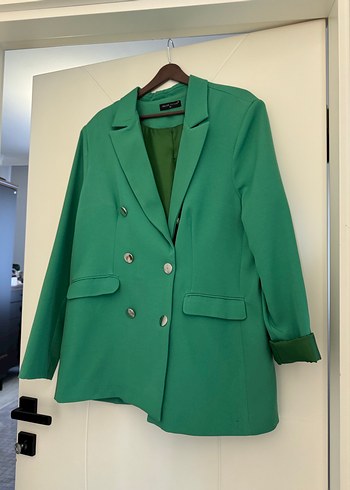 Düğmeli Yeşil Kadın Blazer Ceket - Görsel 3