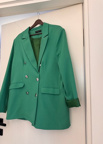 Düğmeli Yeşil Kadın Blazer Ceket - Görsel 2