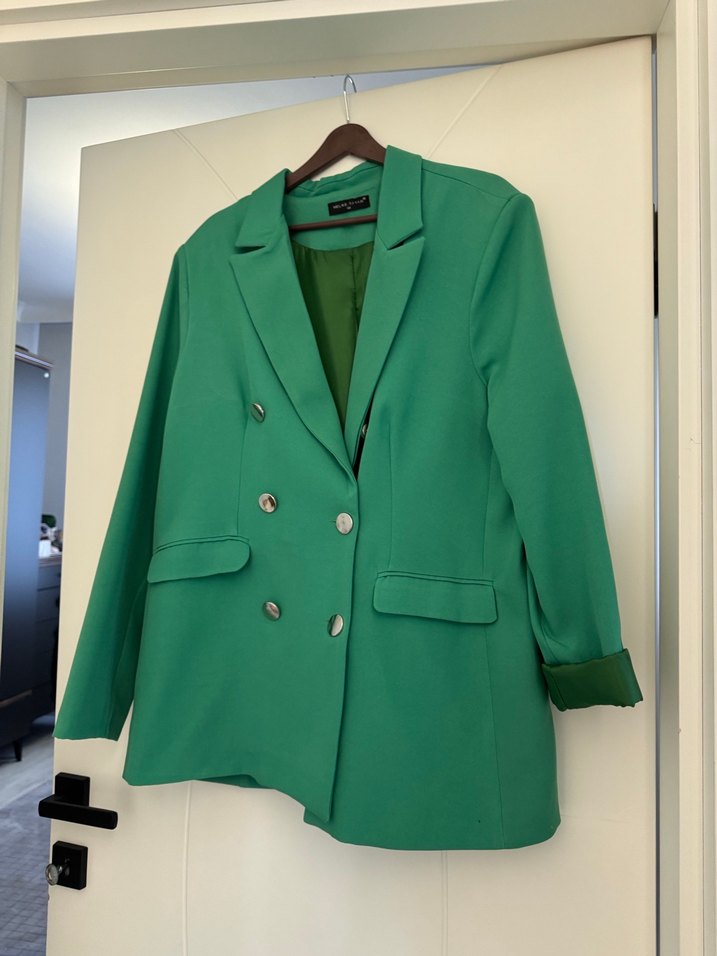 Düğmeli Yeşil Kadın Blazer Ceket - Görsel 3