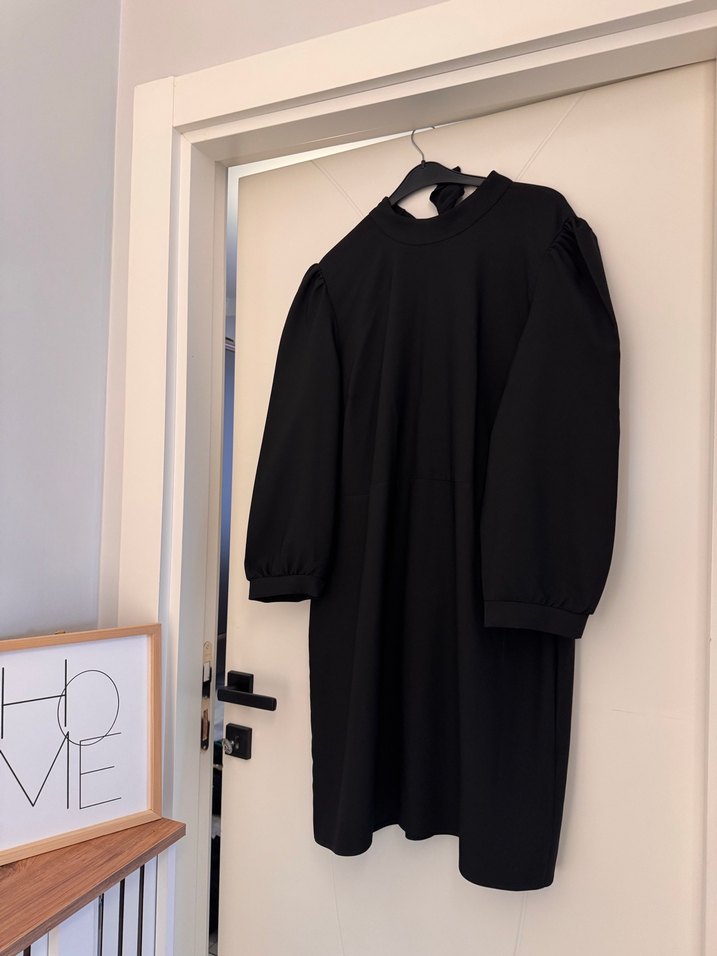 Siyah Midi Boy Yüksek Yakalı Kadın Kaban - Görsel 3