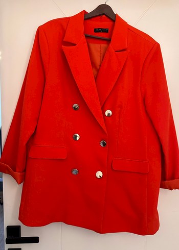 Düğmeli turuncu Kadın Blazer Ceket - Görsel 4