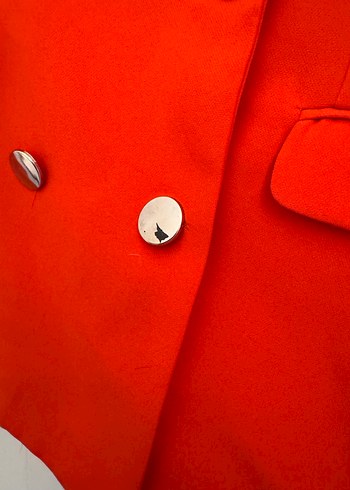Düğmeli turuncu Kadın Blazer Ceket - Görsel 2