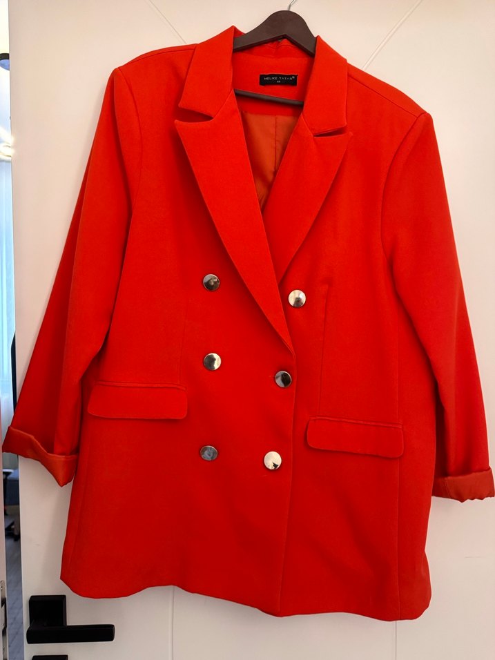 Düğmeli turuncu Kadın Blazer Ceket - Görsel 4