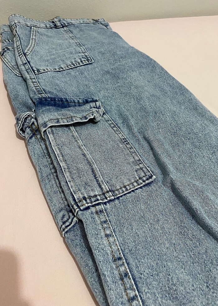 Mavi Cepli Kot Pantolon - Görsel 2