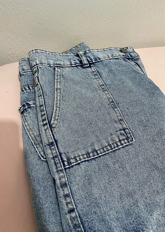 Mavi Cepli Kot Pantolon - Görsel 3