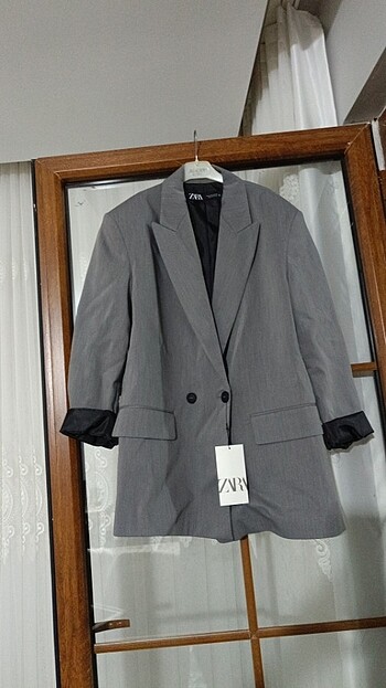 m Beden Zara gri blazer ceket 