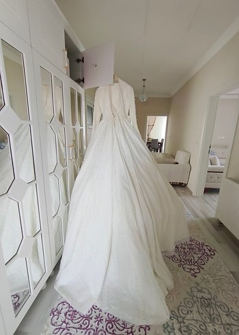 Hiç kullanılmamış  Aysira özel dikim  Beyaz Prenses Gelinlik - Görsel 5