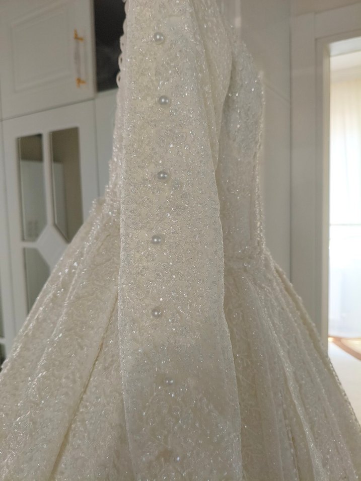 Hiç kullanılmamış  Aysira özel dikim  Beyaz Prenses Gelinlik - Görsel 3