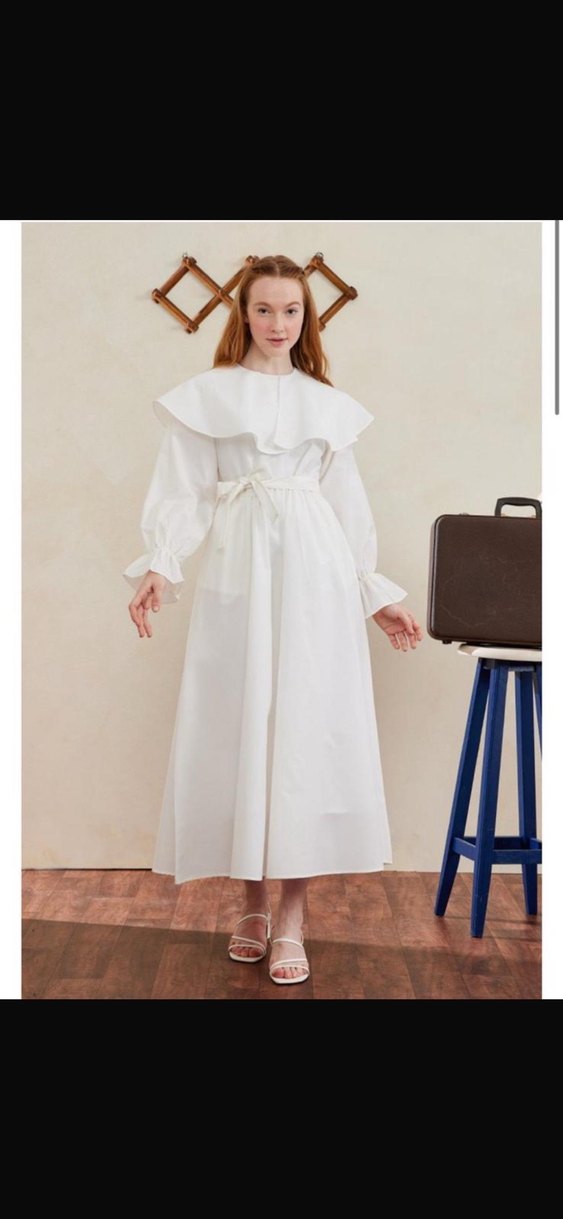 Tesettür beyaz elbise - Görsel 3