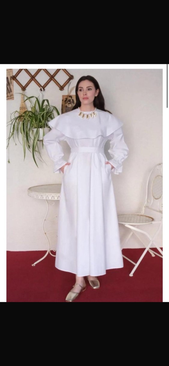 Tesettür beyaz elbise - Görsel 2