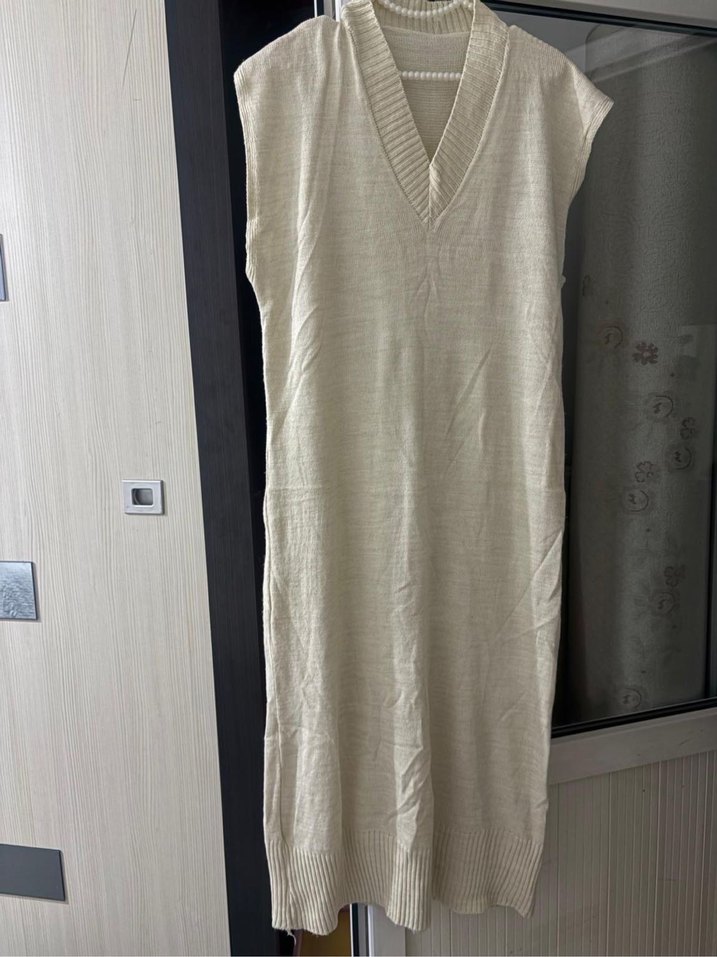 Beyaz  triko  Uzun Elbise - Görsel 2