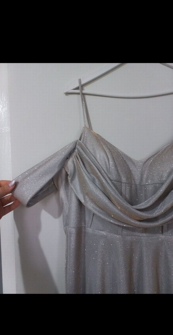 Drapeli Uzun Askılı Kadın Abiye Elbise - Görsel 4