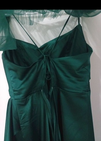 Yeşil Drapeli Uzun Abiye Elbise - Görsel 3