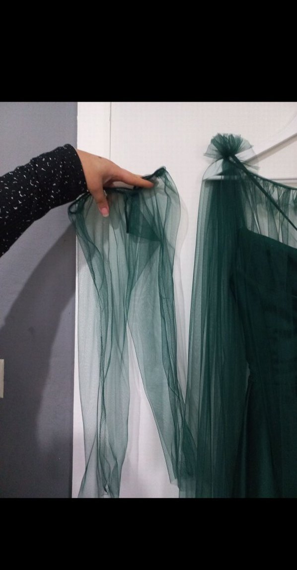 Yeşil Drapeli Uzun Abiye Elbise - Görsel 5