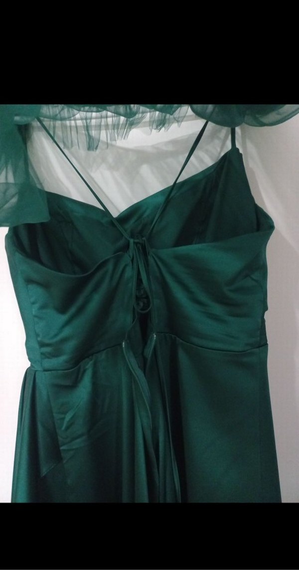 Yeşil Drapeli Uzun Abiye Elbise - Görsel 3