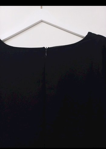 Siyah Midi Boy, Uzun Kollu, Salaş Ofis Elbisesi - Görsel 5