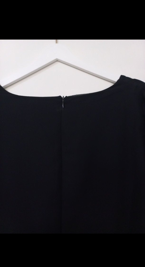 Siyah Midi Boy, Uzun Kollu, Salaş Ofis Elbisesi - Görsel 5