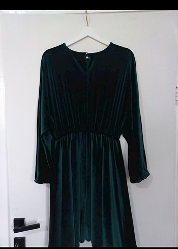 zümrüt yeşili günlük elbise. - Görsel 3