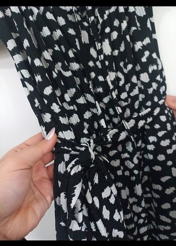 Leopar Desenli Siyah Mini Elbise - Görsel 3